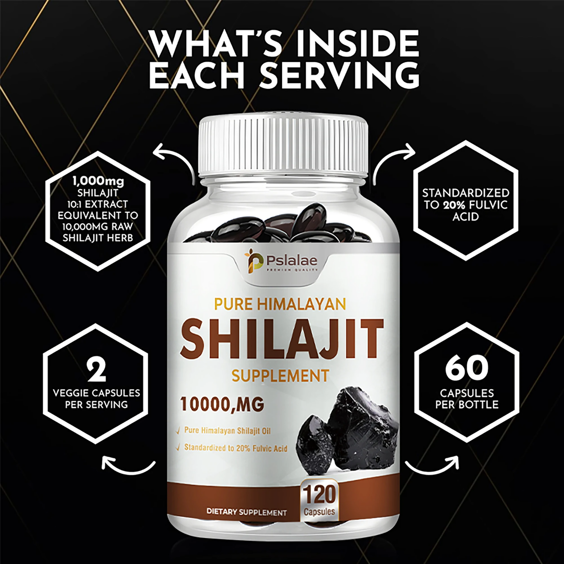 Shilajit Capsules 120ct – Natural Energy & Detox Support