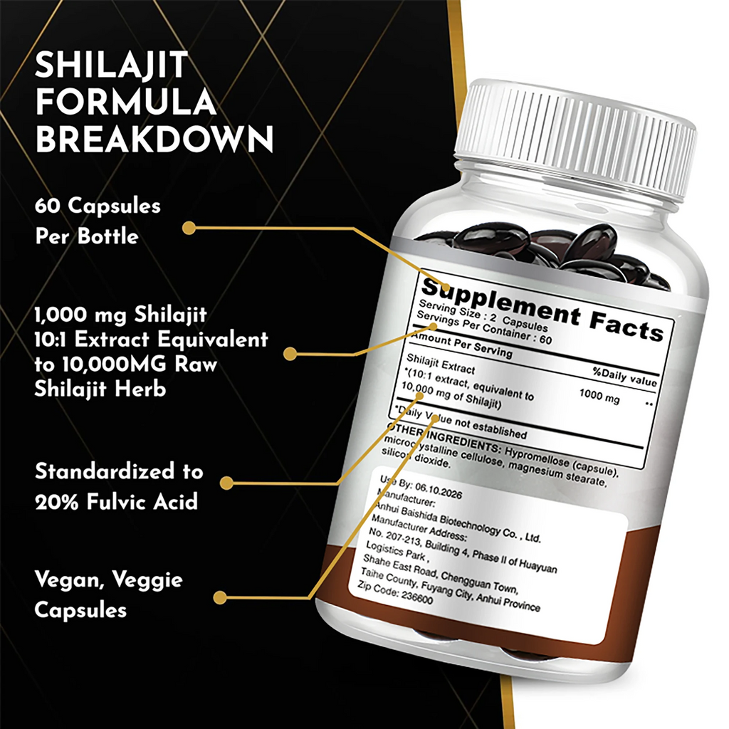 Shilajit Capsules 120ct – Natural Energy & Detox Support