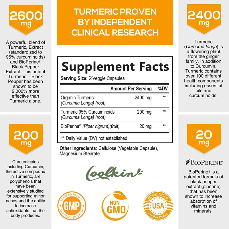 Triple Strength Turmeric Capsules – 95% Curcumin + BioPerine