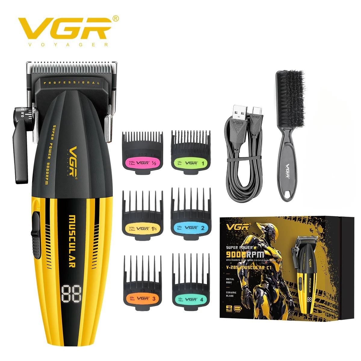VGR V-285 Hair Clipper for Men, 9000RPM, Adjustable Blade