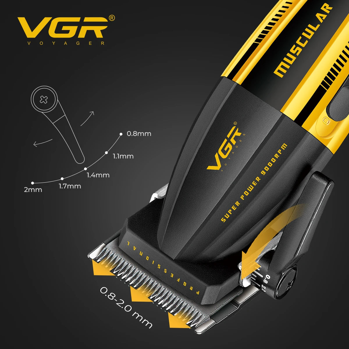 VGR V-285 Hair Clipper for Men, 9000RPM, Adjustable Blade
