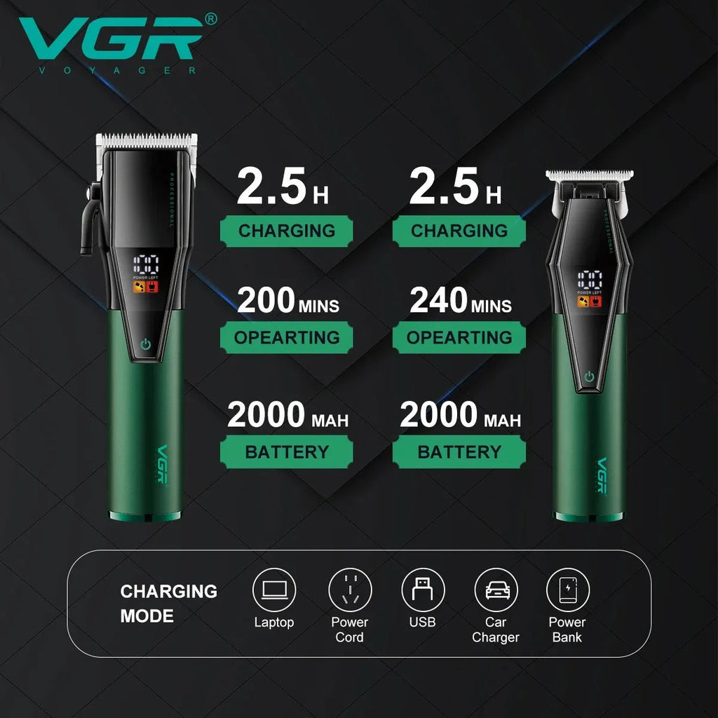 VGR V-677 Hair Clipper for Men, LED Display, Cordless, Adjustable Blades