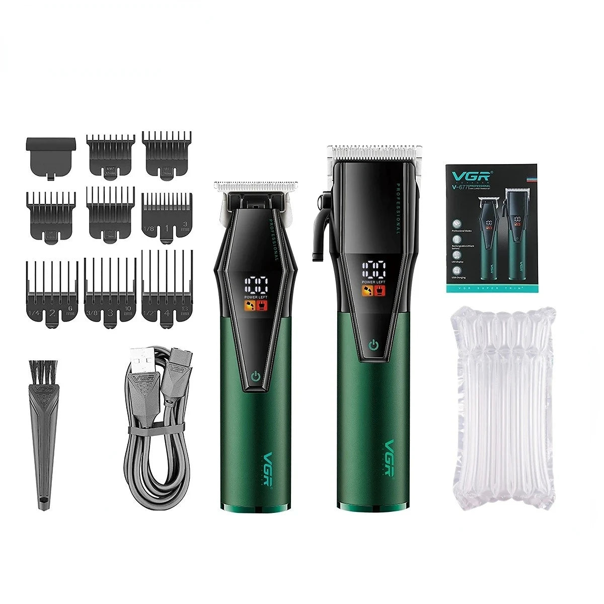 VGR V-677 Hair Clipper for Men, LED Display, Cordless, Adjustable Blades