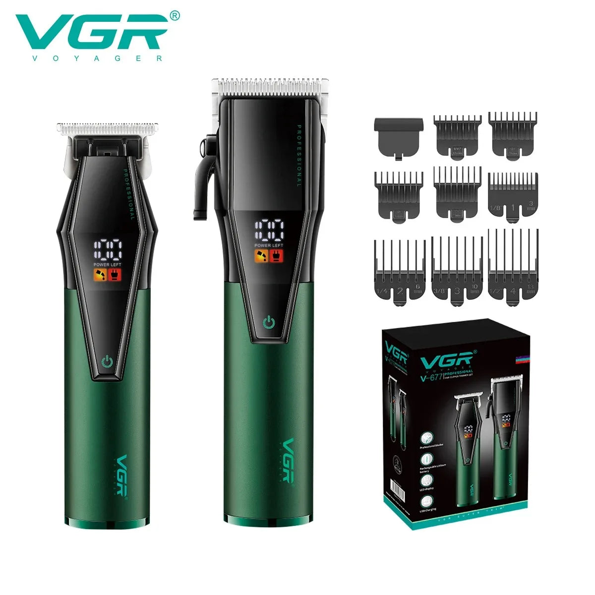 VGR V-677 Hair Clipper for Men, LED Display, Cordless, Adjustable Blades