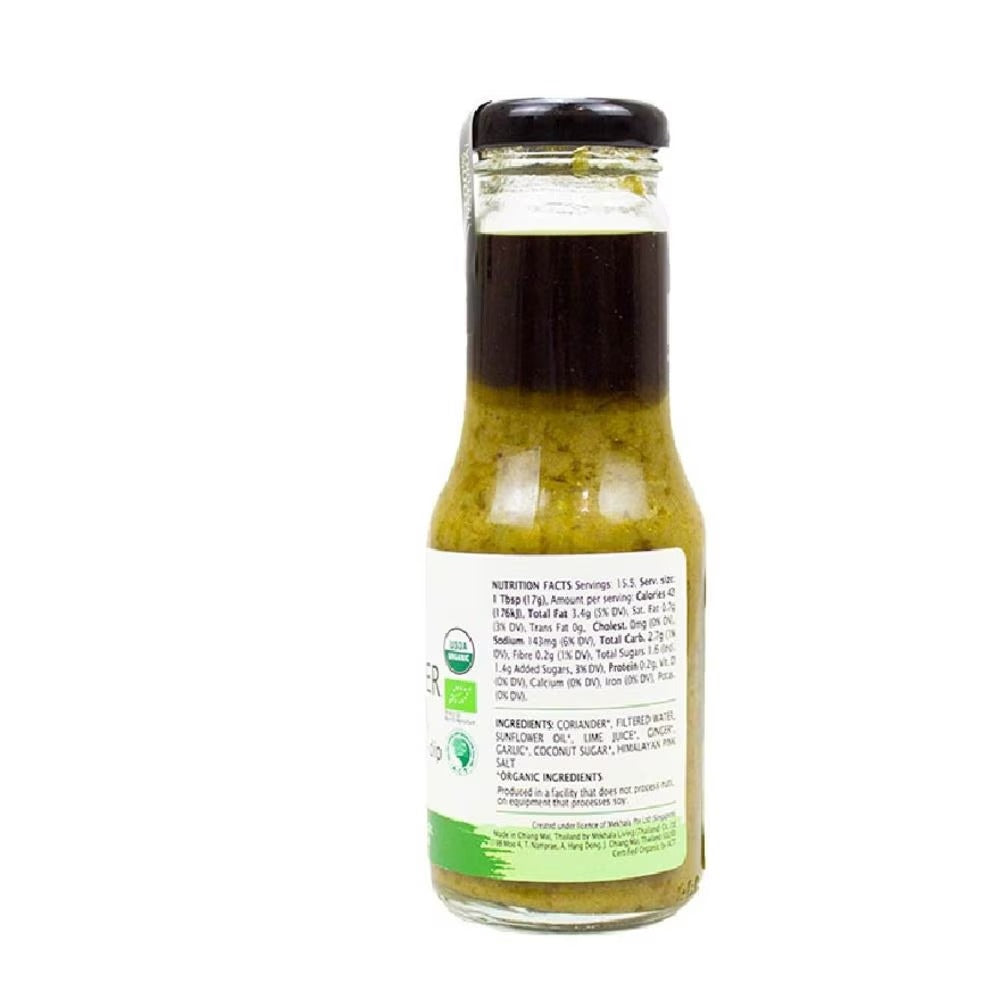 FOOD CULTURE MEKHALA 100% Natural Vegan Organic Coriander Ginger Sauce (Also Can Be Used as Dressing & Dip) 250g