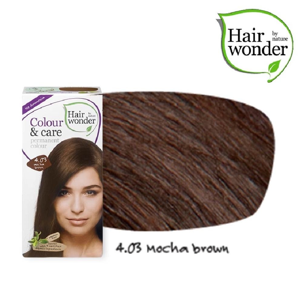 HAIR WONDER Colour & Care Organic #4.03 Mocha Brown (For Beautiful And Glamorous Colour, Healthy, Strong And Silky Soft Hair) 100ml