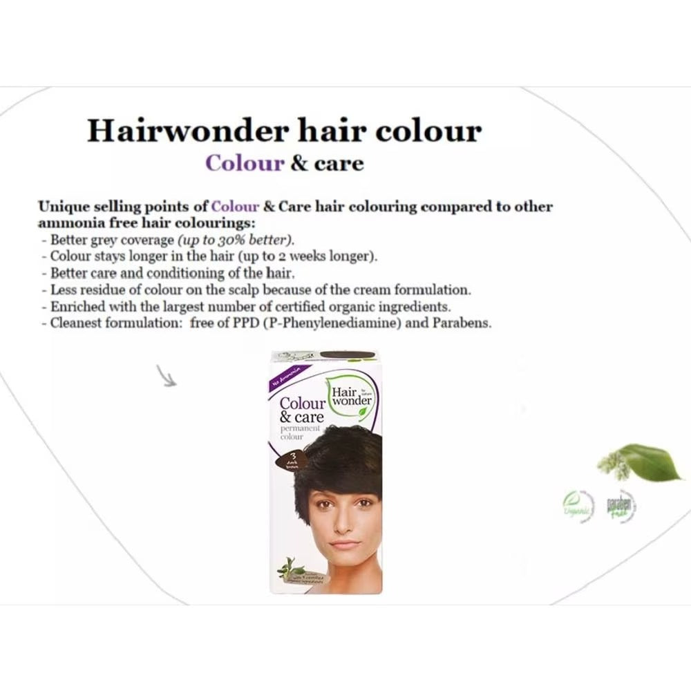 HAIR WONDER Colour & Care Organic #3 Dark Brown (For Beautiful And Glamorous Colour, Healthy, Strong And Silky Soft Hair) 100ml
