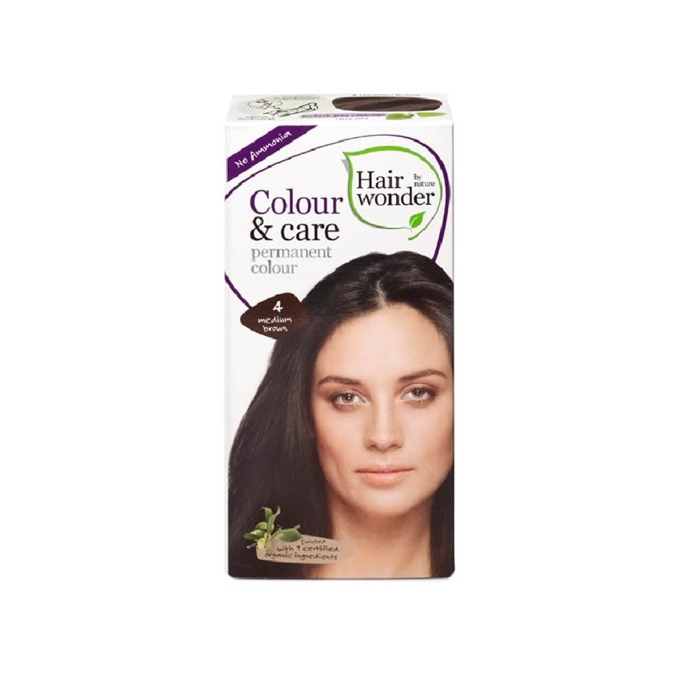HAIR WONDER Colour & Care Organic #4 Medium Brown (For Beautiful And Glamorous Colour, Healthy, Strong And Silky Soft Hair) 100ml