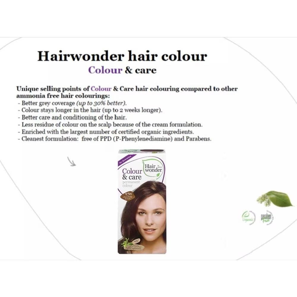 HAIR WONDER Colour & Care Organic #5.35 Chocolate Brown (For Beautiful And Glamorous Colour, Healthy, Strong And Silky Soft Hair) 100ml