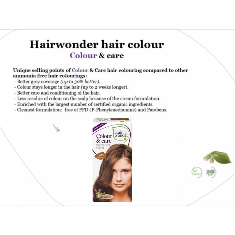 HAIR WONDER Colour & Care Organic #6.35 Hazelnut (For Beautiful And Glamorous Colour, Healthy, Strong And Silky Soft Hair) 100ml