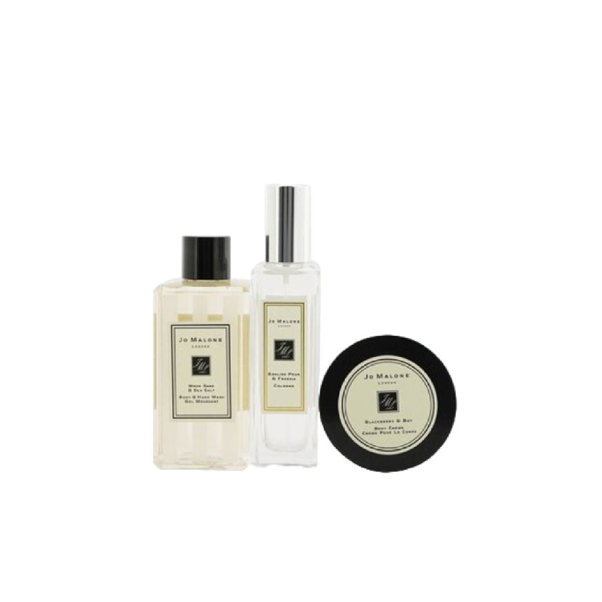 JO MALONE London Fragance Layering Collection Packset consists English Pear & Freesia Cologne Spray 30ml + Blackberry & Bay Body Cream 50ml + Wood Sage & Sea Salt Body Wash 100ml