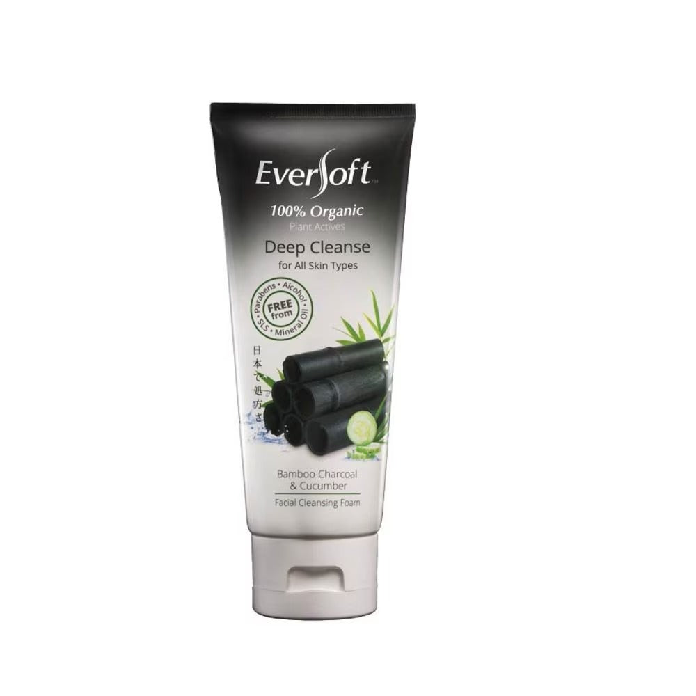 EVERSOFT Organic Bamboo Charcoal & Cucumber Facial Cleanser 100g