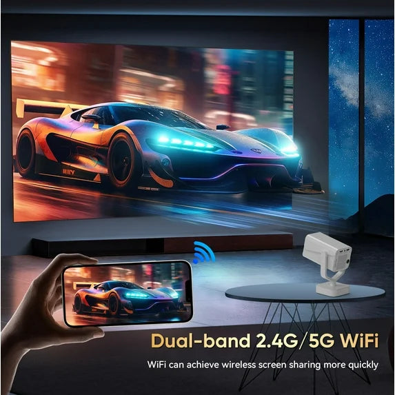 GCZ Mini Projector with WiFi and Bluetooth, HD 1080P Video Smart Projector with Android System