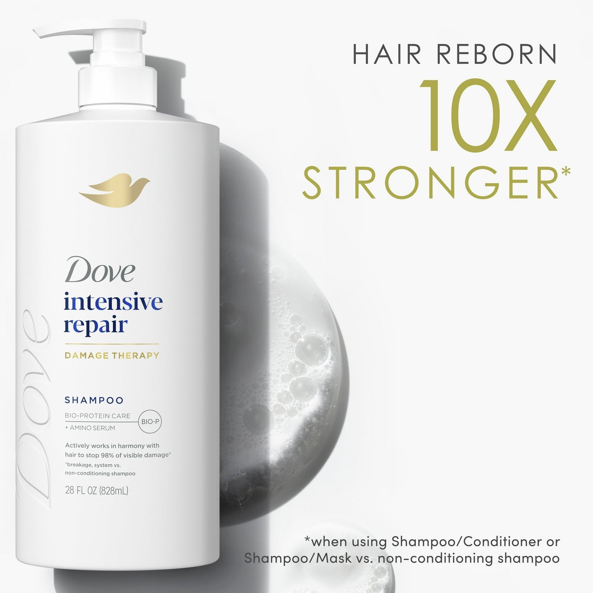 Dove Shampoo for Women Intensive Repair with Bio-Protein Care Technology and Amino Serum, 28 oz