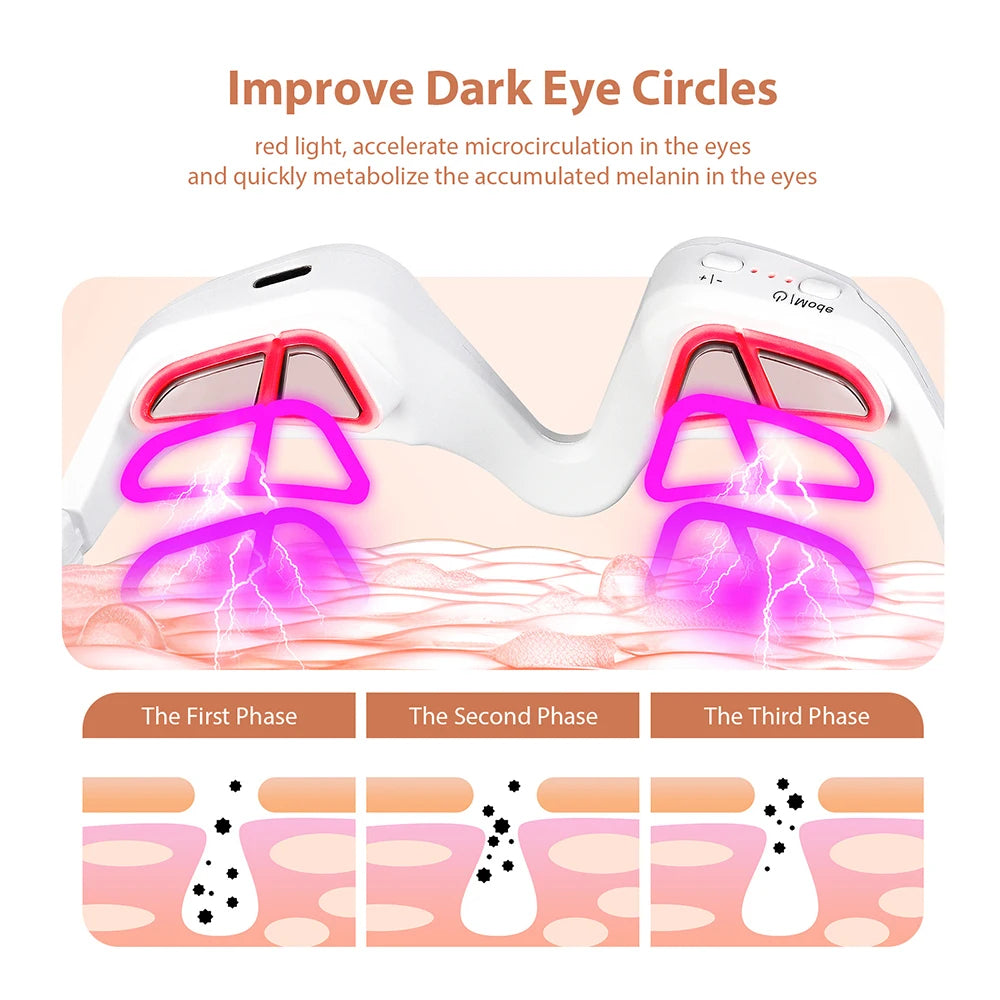 3D Eye Massager for Dark Circles & Fine Lines, USB Rechargeable, Heat & Vibration
