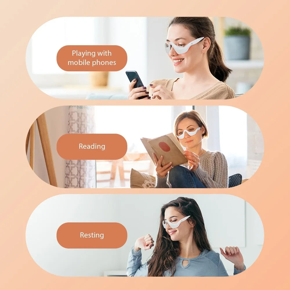 3D Eye Massager for Dark Circles & Fine Lines, USB Rechargeable, Heat & Vibration