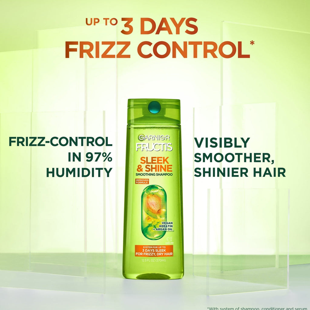 Garnier Fructis Sleek and Shine Fortifying Shampoo for Frizzy, Dry Hair, 12.5 fl oz