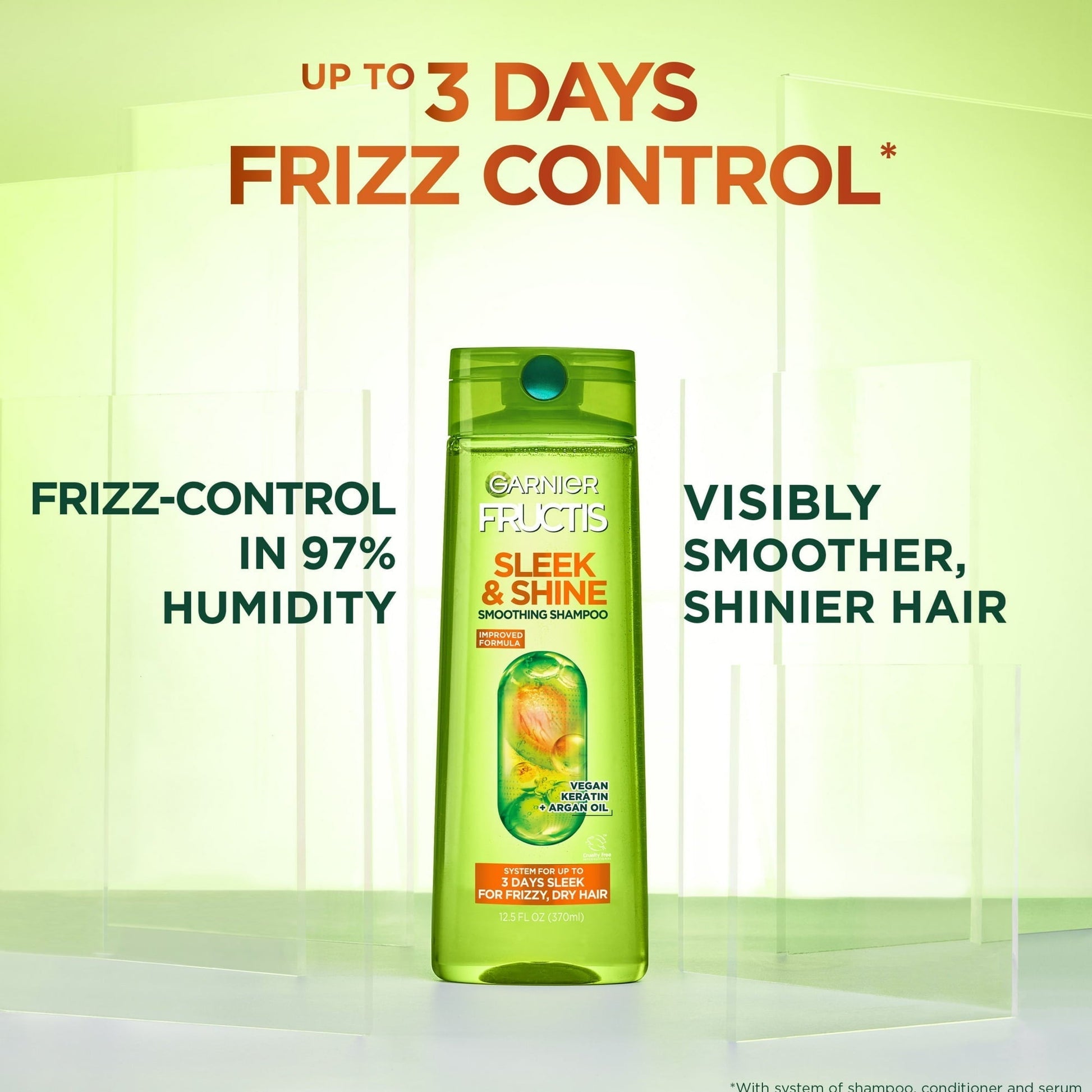 Garnier Fructis Sleek and Shine Fortifying Shampoo for Frizzy, Dry Hair, 12.5 fl oz